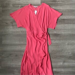 New Revolve Young Fabulous & Broke Pink Flounce Wrap Dress Medium